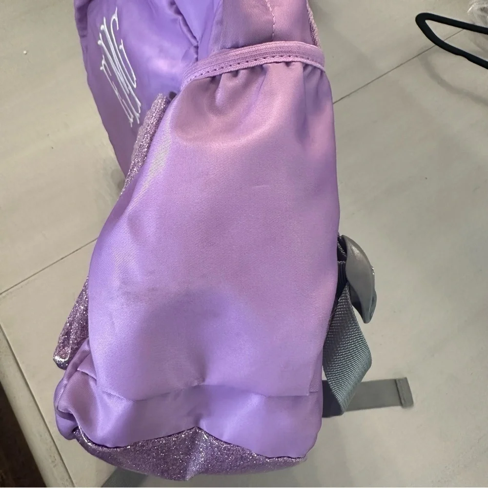 MarleyLilly Kids Purple and Sparkle Multi-Pocket Backpack with EMG Monogram GUC